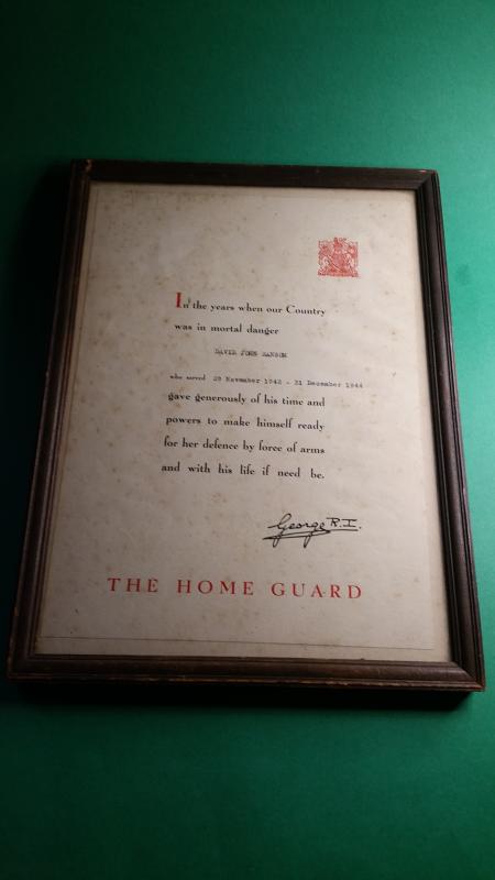 Home Guard Certificate