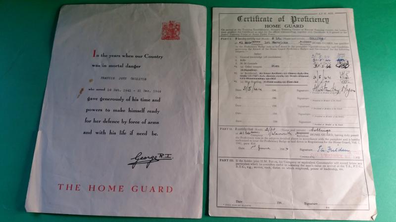 1st Warwicks Home Guard Officer's Certificates